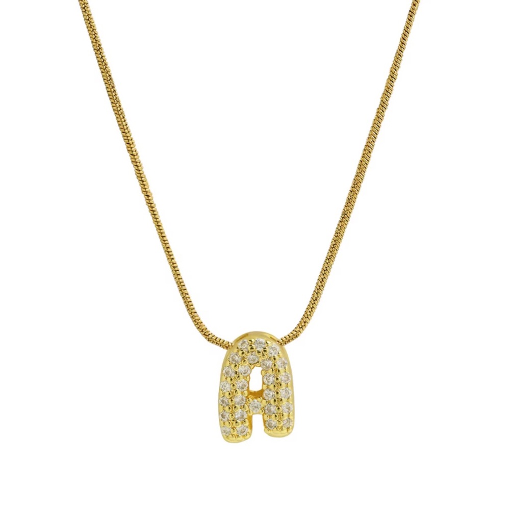 Balloon Zircon Letter A Initial Necklace